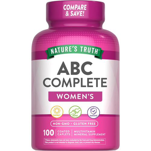 Nature's Truth ABC Complete Women's Multivitamin Mineral Supplement, 100 Coated Caplets.