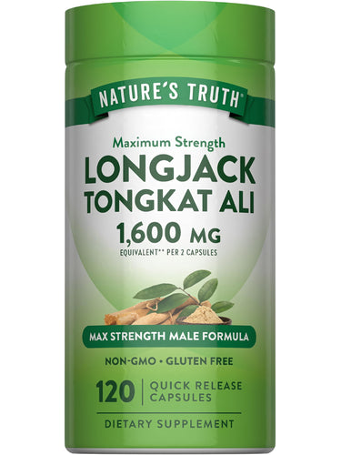 LONGJACK TONGKAT ALI 1,600 MG Equivalent, 120 Quick Release Capsules. Non-GMO, Gluten Free. Max Strength Male Formula.