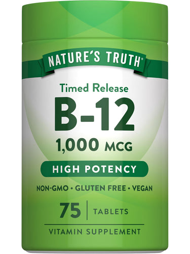 Nature's Truth B-12 1,000 MCG Timed Release Vitamin Supplement, 75 Tablets, High Potency.