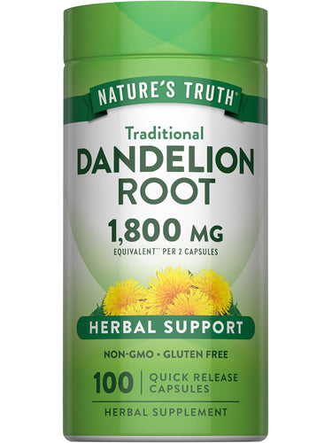 Nature's Truth Dandelion Root 1,800 mg per 2 capsules, 100 quick release capsules.