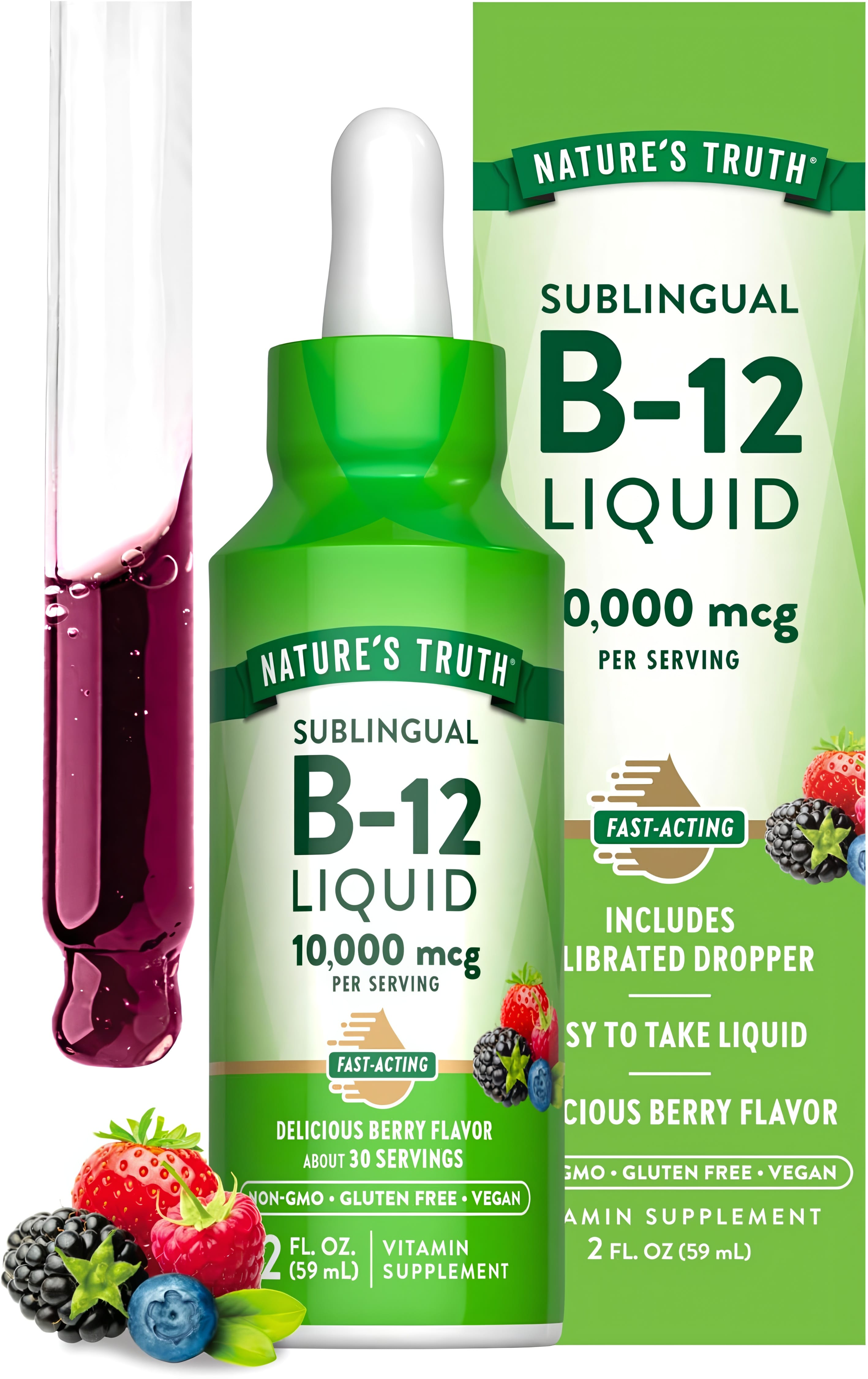 Liquid Vitamin B-12 10,000 mcg (Delicious Berry)