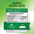 Supplement Facts for Alpha Lipoic Acid 600 mg, 60 Capsules.