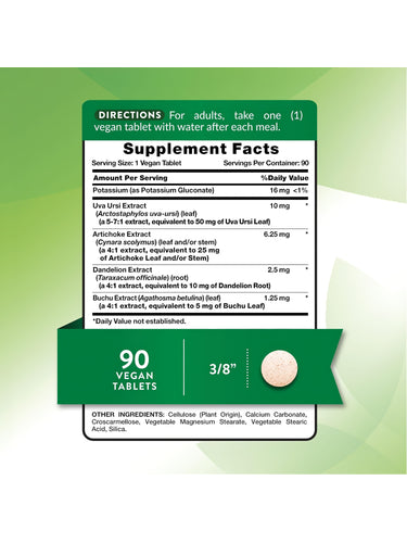 Supplement facts panel for NT Water Pill, 90 tablets, detailing ingredients and nutritional information in a clear format.