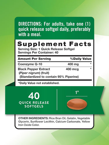CoQ-10 400 mg avec Poivre Noir