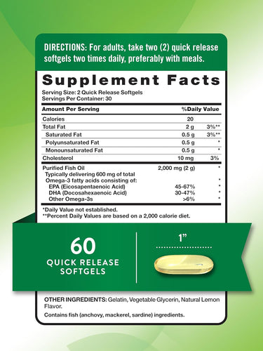 Fish Oil Omega 3 2000 mg | Lemon Flavor