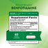 Supplement Facts panel showing Benfotiamine (B-1) 300 mg, 60 capsules.