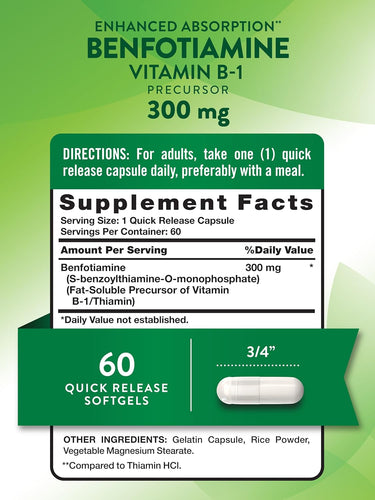 Benfotiamine Vitamin B-1 300 mg | Enhanced Absorption