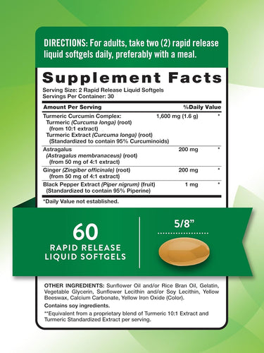 Turmeric Curcumin Complex 1600 mg Complex with Ginger and Black Pepper