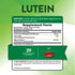 Supplement Facts for Lutein 20 mg, Zeaxanthin, and Bilberry in a 39-softgel bottle.