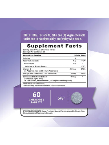 Elderberry Immune Complex with Vitamin C and Zinc | Chewables
