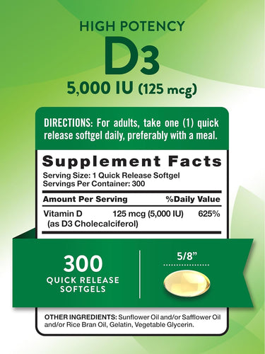 Vitamina D3 5000 UI (125 mcg) | Extra Forte