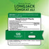Supplement Facts panel for NT Tongkat Ali LongJack 1600mg, 120 capsules.