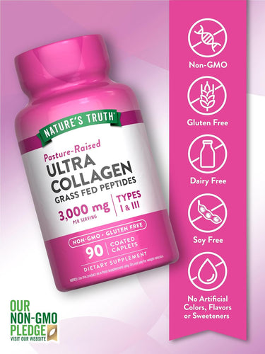 Collagen 3000 mg Hydrolyzed Type 1 & 3 with Vitamin C