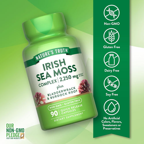 Nature's Truth Irish Sea Moss Complex with Bladderwrack & Burdock Root, 2,250 mg, 90 Quick Release Capsules.