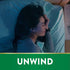 Young woman sleeping peacefully in bed with a smartwatch, featuring Melatonin and Ashwagandha.