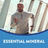 Adult man running outdoors, with the text 'ESSENTIAL MINERAL' promoting Magnesium Glycinate.