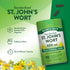 Product highlights graphic stating it is standardized to contain 0.3% Hypericin and labeled as traditional herb, quick release capsules.
