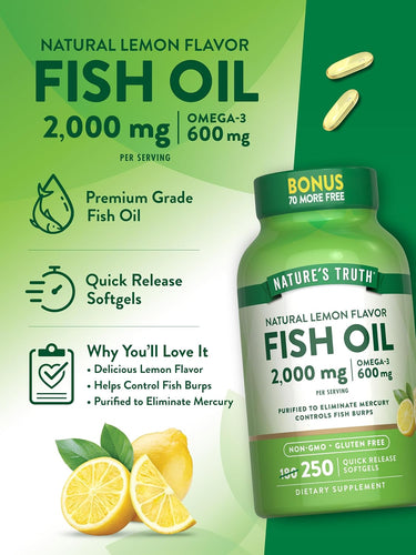 Óleo de Peixe Ômega 3 2000 mg | Sabor Limão