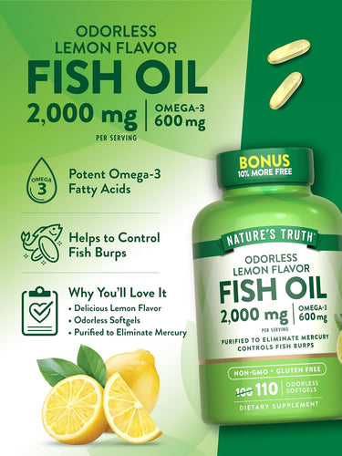Olio di Pesce 2000 mg Senza Odore | Aroma Limone