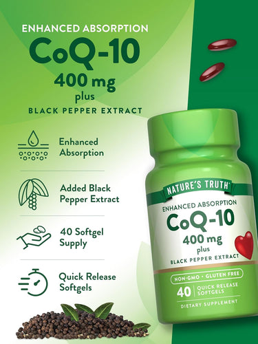 CoQ-10 400 mg avec Poivre Noir