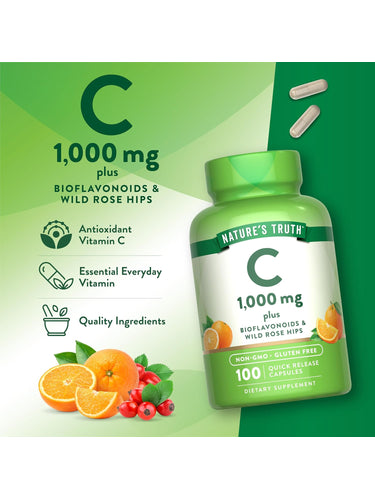 Vitamina C 1000 mg con Bioflavonoides y Escaramujos