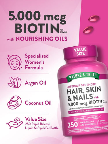 Vitamines pour Cheveux, Peau et Ongles | 5000mcg