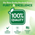 Infographic stating strict quality standards, purity, excellence, 100% quality, GMP certified, FDA registered, packaged in USA.