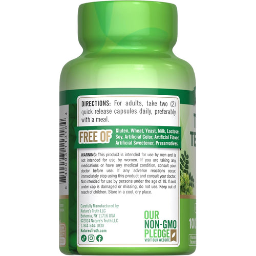 NT Tribulus Max 100 capsules bottle showing product label and quantity.