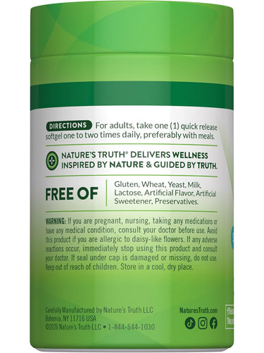 Lutein bottle with icons indicating Gluten Free, Wheat Free, Yeast Free, Milk Free, Lactose Free, Artificial Flavor Free.