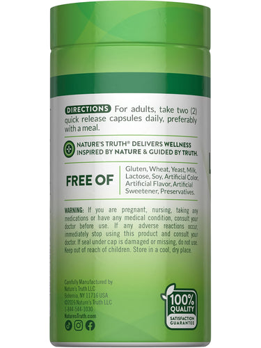 Alpha Lipoic Acid bottle with icons indicating Gluten & Wheat Free, Yeast Free, Milk & Lactose Free, Soy Free, No Artificial additives.