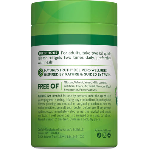 Nature's Truth Odorless Garlic 2400 mg, 120 softgels bottle.