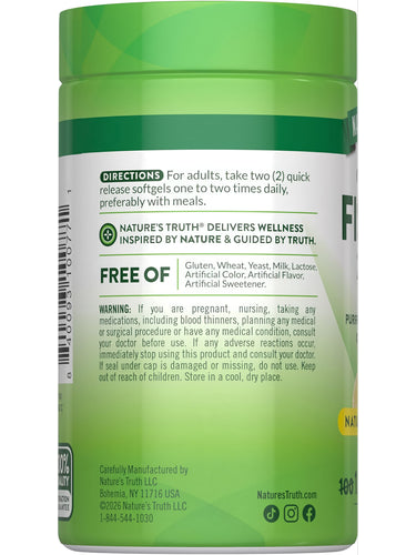 NT Lemon Flavor Fish Oil 2400 mg, 120 quick release softgels in a bottle.