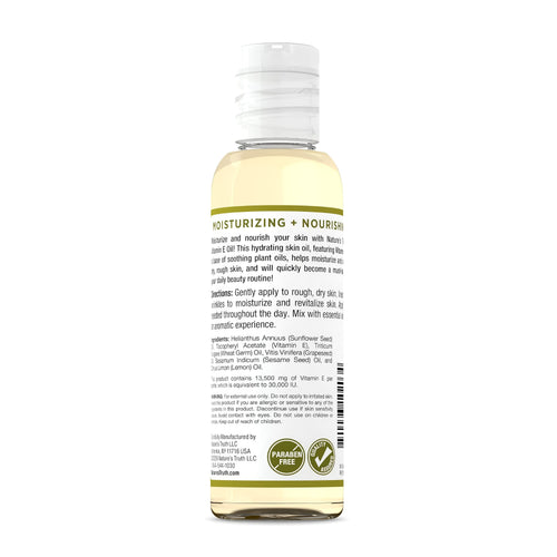 Vitamin E Oil 30,000 IU in a 4 fl oz clear bottle for skincare.