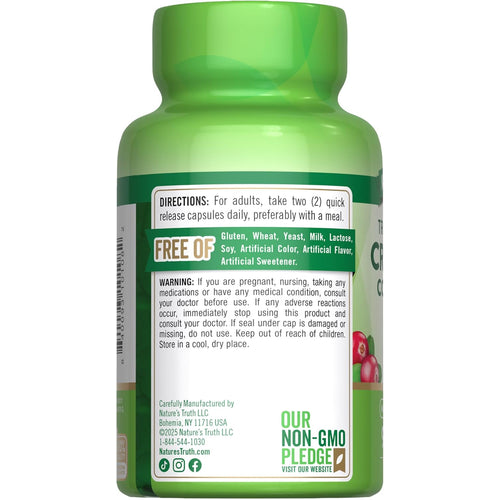 Bottle of Cranberry 30,000 mg + Vitamin C, 90 capsules.