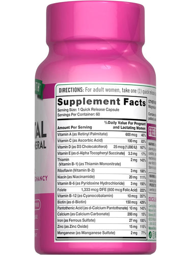 Prenatal Vitamins with Folic Acid | 60 Capsules