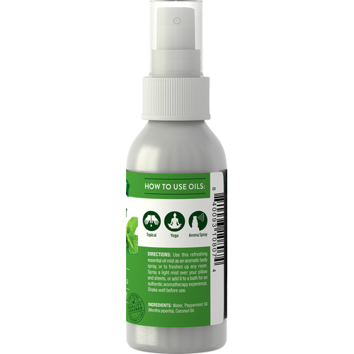 Natural Therapy Peppermint Spray 2.4 oz essential oil mist for invigorating and refreshing aromatherapy experience.