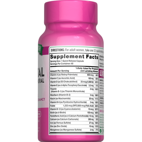 Bottle of NT Prenatal Vitamins and Minerals with 60 capsules.