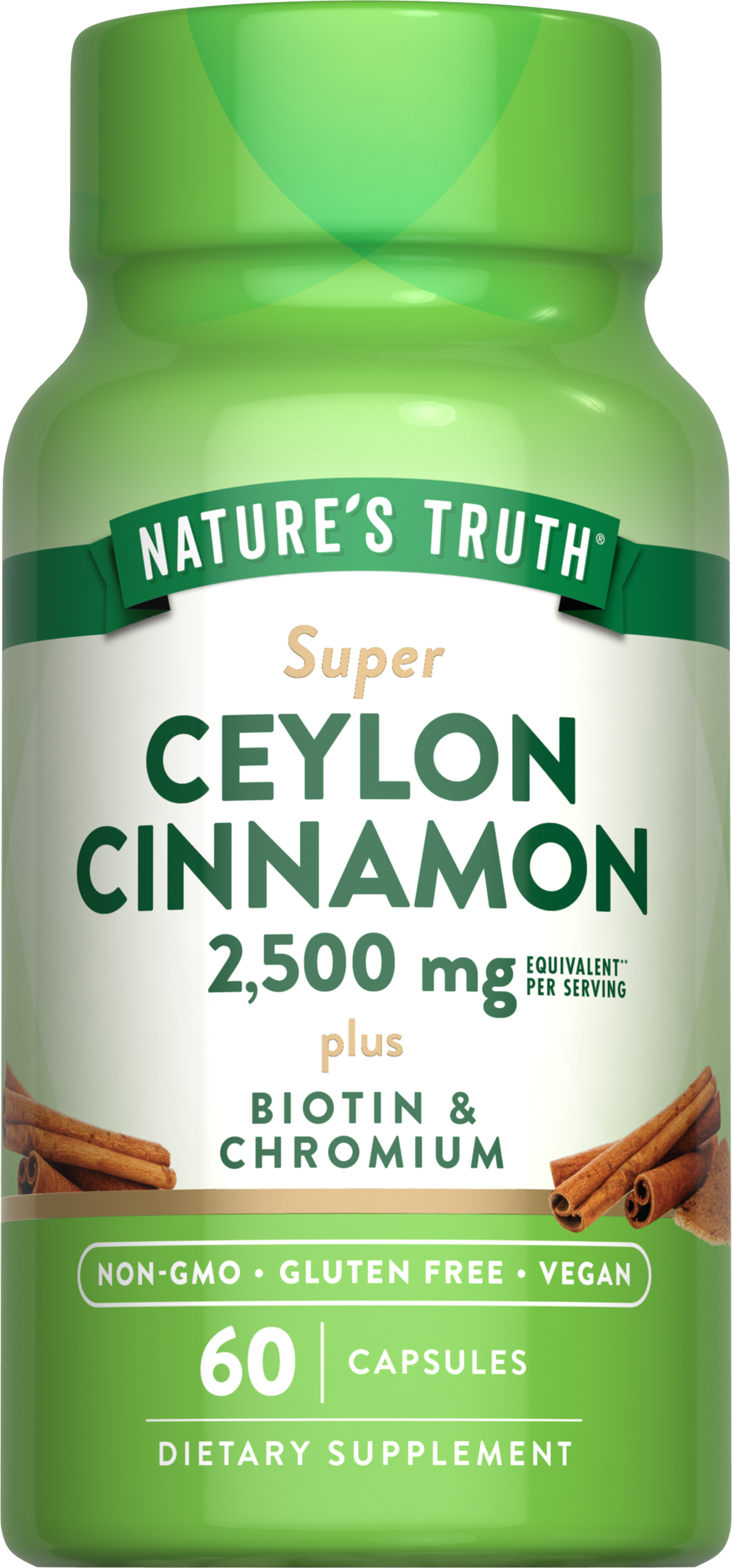 Ceylon Cinnamon 2500 mg with Biotin, Chromium