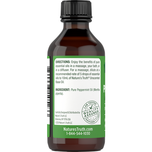 Natural Truth Peppermint Oil 2 oz bottle displayed.