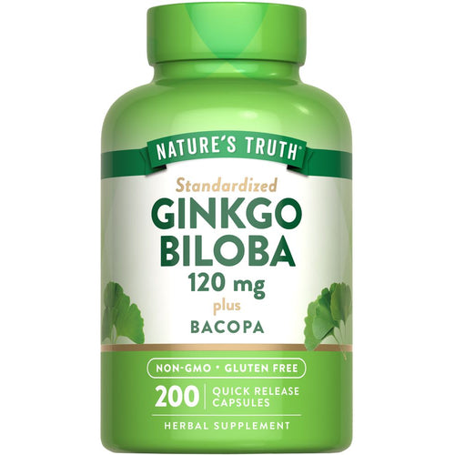 200 quick-release capsules containing 120 mg of Ginkgo Biloba and Bacopa.