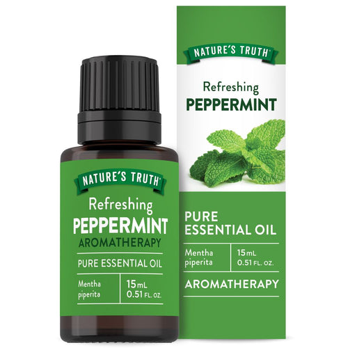 Bottle and box of Nature's Truth Refreshing Peppermint Essential Oil, 15 mL 0.51 FL. OZ.