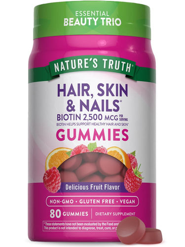 Hair Skin and Nails with 2500 mcg of Biotin