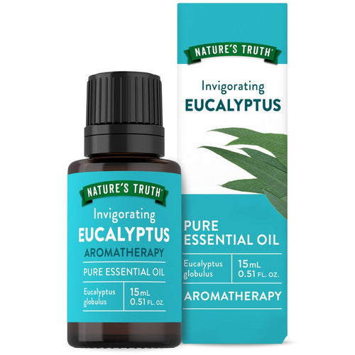 Image of a 15 mL (0.51 FL. OZ.) Invigorating Eucalyptus Pure Essential Oil bottle, perfect for aromatic use.