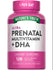 A bottle of Ultra Prenatal Multivitamin + DHA containing 120 quick release softgels for prenatal health support.
