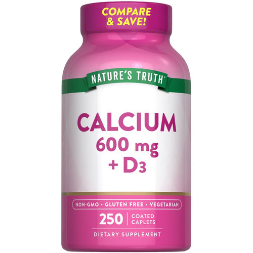 Nature's Truth Calcium 600 mg + D3, 250 Coated Caplets, Dietary Supplement. Compare and save on bulk purchase.