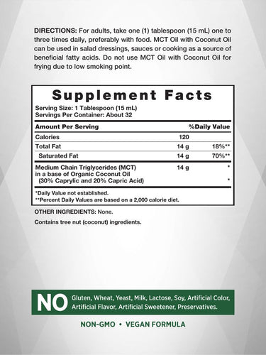 MCT Oil (Medium Chain Triglycerides) Liquid