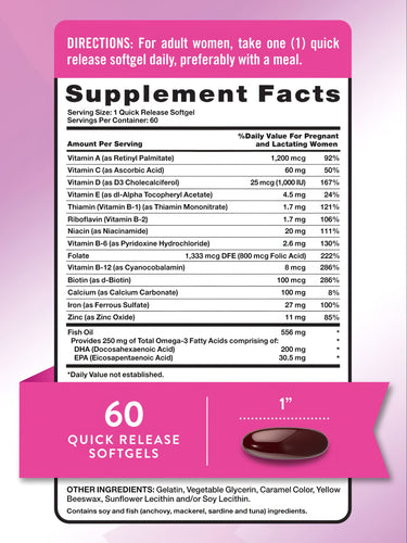 Pränatale Vitamine & Mineralstoffe mit DHA, Folsäure