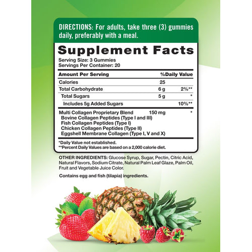 Label of Multi-Collagen Complex 60 Gummies showing supplement facts.