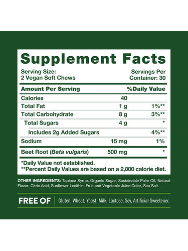 Beet Root Chews | 60 Vegan Soft Chews