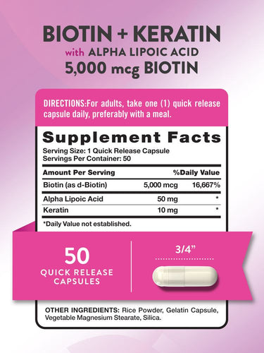 Biotina 5000 mcg con Cheratina e Acido Lipoico Alfa